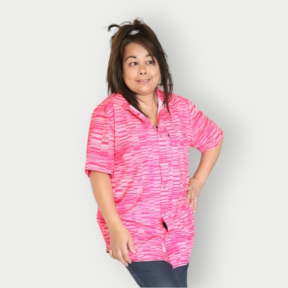 PROJEK RAW WOMENS MEDIUM SHORT SLEEVE PINK BUTTON DOWN - Picture 6 of 6